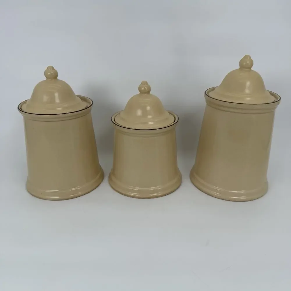 Pfaltzgraff USA Village Canister Set Flour Coffee Sugar w/Lids (3 Piece Set)